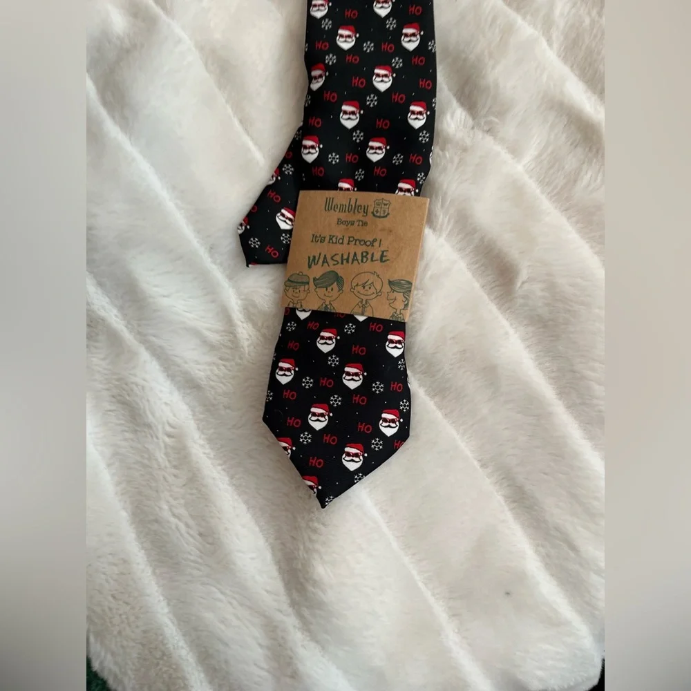 NWT Wembley Boys Kids Cool Santa Xmas Holiday Christmas “Ho Ho Ho” Clip On Tie